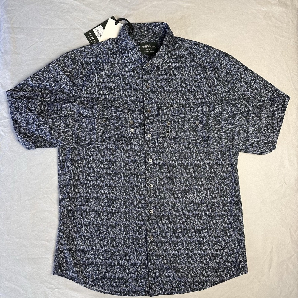 Rodd & Gunn‎ Shirt Mens XL Long Sleeve Supima Pepin Island Midnight Sports Fit